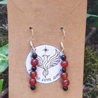 Pendientes plata ónix y ágata roja